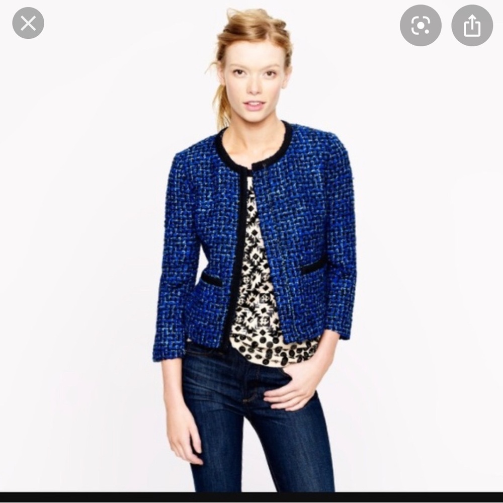 JCREW Lady Jacket in Blue Tweed. Size 4